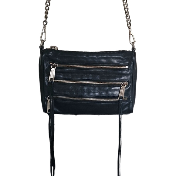 Rebecca Minkoff 3 zipper black crossbody/clutch with the tassels removable strap - Picture 2 of 5